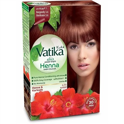Dabur Vatika Naturals Henna Hair Colours - Burgundy / Краска для Волос на Основе Натуральной Хны (Бургунд) 60 г