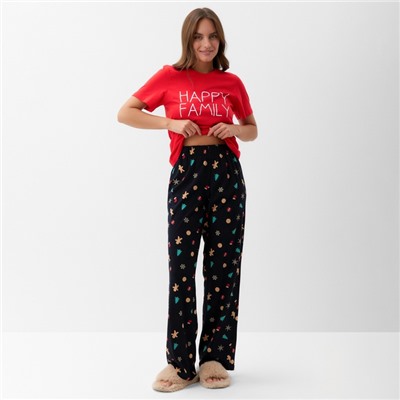 Пижама новогодняя женская (футболка, брюки) KAFTAN Happy family, размер 52-54