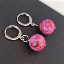 Серьги бижутерия висячие Розовый Агат, 1028, арт.218.076