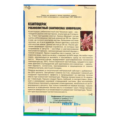 Семена Ксантоцерас Рябинолистный (Чекалкин орех) 2шт. 12.29 г.