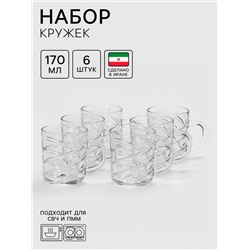 Набор кружек Lord-Line, 170 мл, 6 шт., стекло, прозрачный