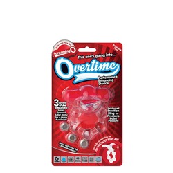 Виброкольцо с язычком и красным виброэлементом Overtime