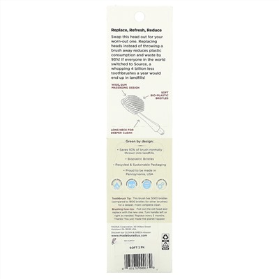 RADIUS, Brush Head Replacement, Soft, 2 Pack