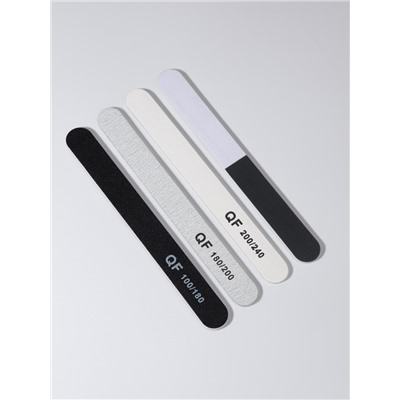 Набор пилок для ногтей, прямые, 100/180, 180/200, 200/240 грит, 18 см, 4 шт.