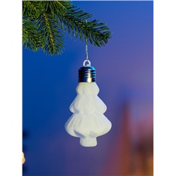 Елочный шар «Бархатная елочка» 12×8 см, 1 LED, от батареек LR44×3, свечение тёплое белое