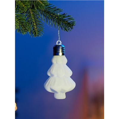 Елочный шар «Бархатная елочка» 12×8 см, 1 LED, от батареек LR44×3, свечение тёплое белое