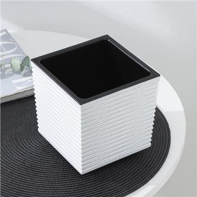 Кашпо со вставкой «Стиль», 1,5 л, цвет мрамор