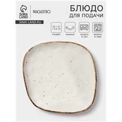 Блюдо для подачи Magistro Alpine Frost. 23×21×2.5, фарфор, белое