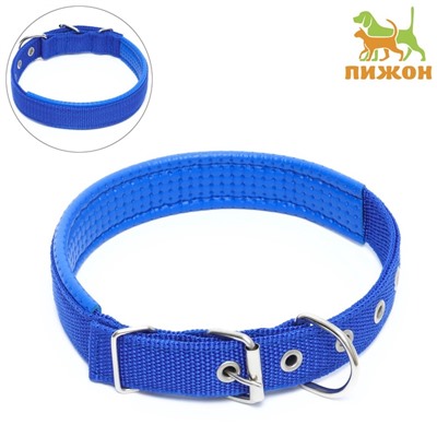 Ошейник «Комфорт» комбинированный (полиэстер, искусственная кожа), 55×2.5 см, ОШ 40-50 см, синий 6