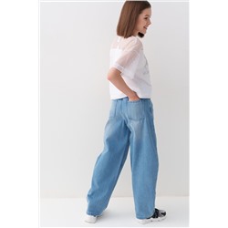 Брюки текстильные джинсовые для девочек PLAYTODAY, 1240106