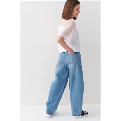 Брюки текстильные джинсовые для девочек PLAYTODAY, 1240106