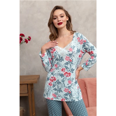 Комплект жен: фуфайка(футболка) д/рук, брюки Mia Cara SS23WJ333 Blueberry Night