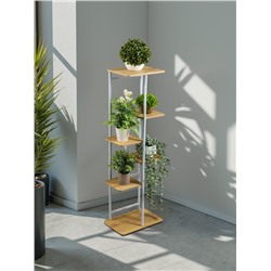 Подставка для цветов Greengo, 6 полок, 36×23×106 см, напольная, каркас металл, полки МДФ, белая