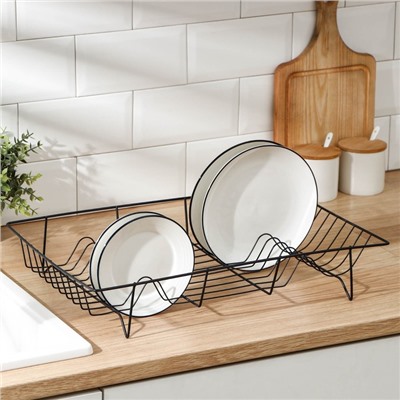 Сушилка для посуды Доляна, 47.5×32×9 см, чёрная