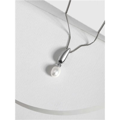 Подвеска из серебра с жемчугом родированная z3-10102