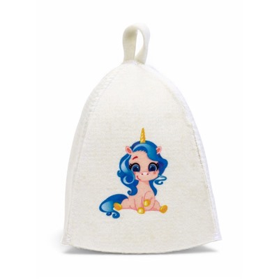 Шапка для бани и сауны «Единорог», шерсть, полиэфир, детская, «Банная забава»