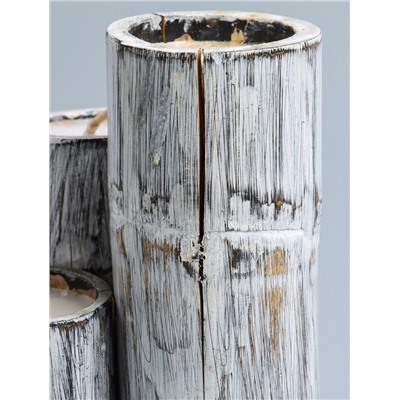 УЦЕНКА Свеча в бамбуке тройная, 15×13×30 см, 100 мл, цв. серый