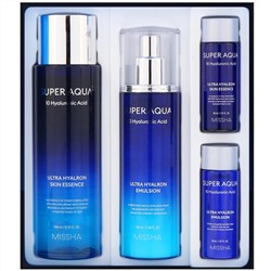 Missha, Super Aqua Ultra Hyalron, набор для увлажнения кожи, 4 продукта
