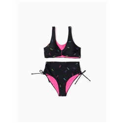 Купальник раздельный с высокой посадкой женский MIST, размер XS, чёрный