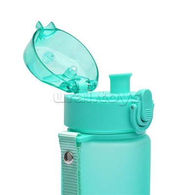 Бутылка "Pastel" 400 мл, 18x6,5 см, пластиковая, с диффузором, матовая, бирюзовая, с нескользящим покрытием и текстильной петлей