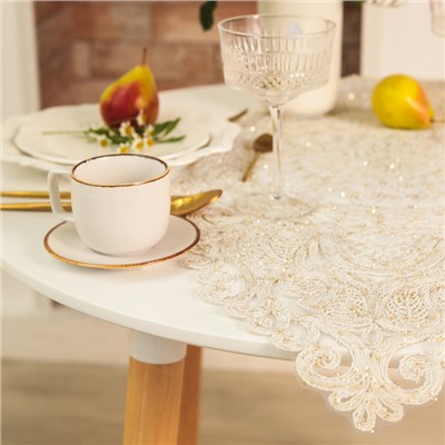 Дорожка на стол Этель ажурная, бежевая 40×90 см, 100%п/э