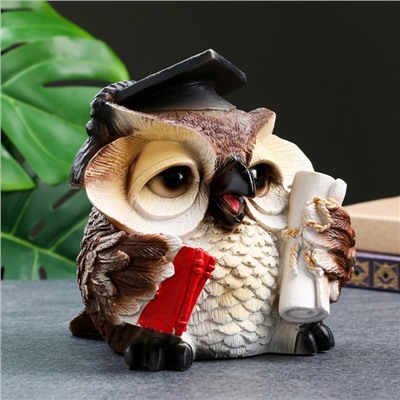 Фигурка полистоун «Сова ученая», коричневая, 18×17×19 см