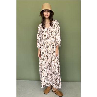 Платье женское  MOON085/05/Молочный, коричневый