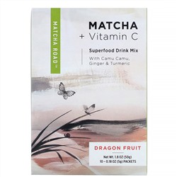 Matcha Road, матча с витамином С, смесь для приготовления напитка, питайя, 10 пакетиков по 5 г (0,18 унции)