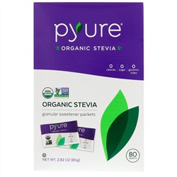 Pyure, Пакеты с гранулированным подсластителем – стевией органического происхождения, 80 штук, 80 г