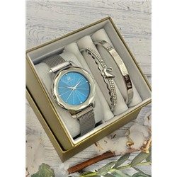 Подарочный набор для женщин часы, 2 браслета + коробка #22853275