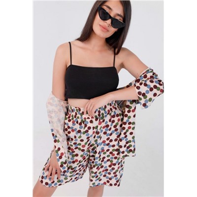 Костюм штапель рубашка _ шорты 1252 (Горох)