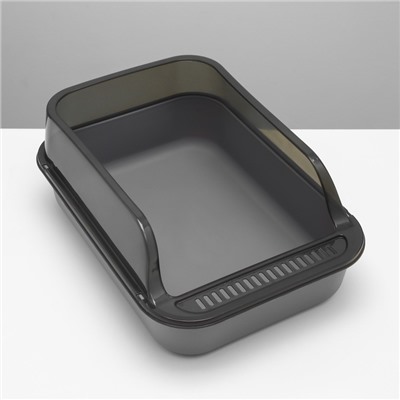 Туалет с прозрачными бортами с совком и фильтром, 40×28×16 см, серый