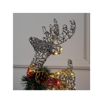 Светодиодная фигура «Олень серебристый» 25×30×10 см, металл, батарейки ААх3 (не в комплекте), свечение тёплое белое