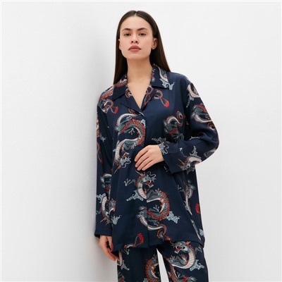 Пижама женская (рубашка, брюки) KAFTAN «Дракон», размер 48-50, синяя