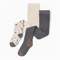 Колготки детские Крошка Я «Буквы», рост 68-74 см, молочный, серый