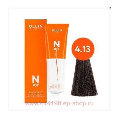 OLLIN "N-JOY" 4/13 – шатен пепельно-золотистый, перманентная крем-краска для волос 100мл