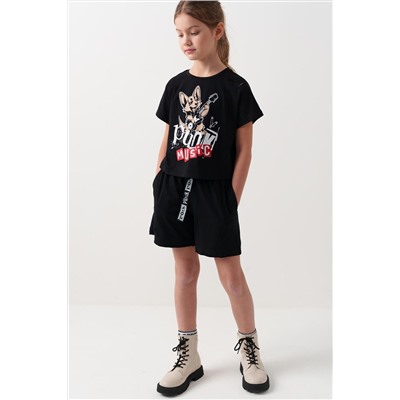 Комплект трикотажный для девочек: фуфайка (футболка), шорты PLAYTODAY, 1240079