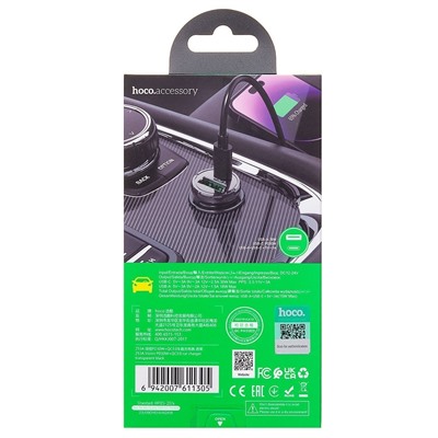 Адаптер Автомобильный Hoco Z53A Vision PD30W+QC3.0 USB/Type-C/5V/3A (transparent black)