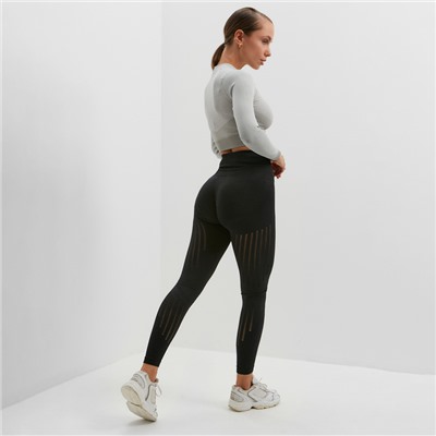 Легинсы спортивные женские MINAKU: SPORTLY, чёрные, размер 48-50