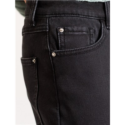 Джинсы-трубы из эластичного денима на флисе