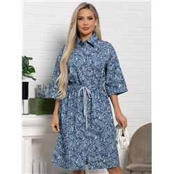 Платье хлопковое Стоун (синее) П15450-4М