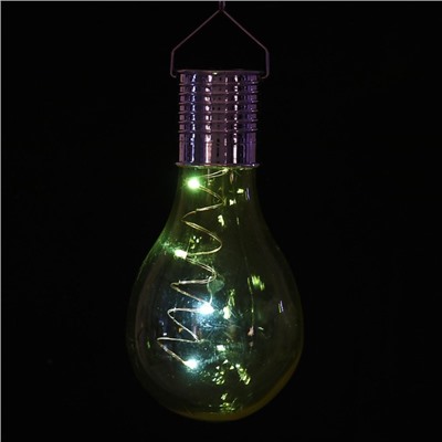 Садовый светильник на солнечной батарее «Лампочка жёлтая», 8×14×8 см, 5 LED, свечение белое