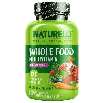 NATURELO, мультивитамины из цельных продуктов для женщин старше 50 лет, 120 вегетарианских капсул