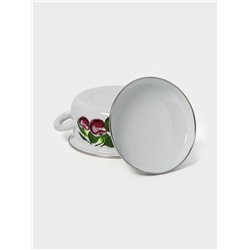 Кастрюля эмалированная «Вишнёвый сад», 1.5 л, d=18.2 см, белая