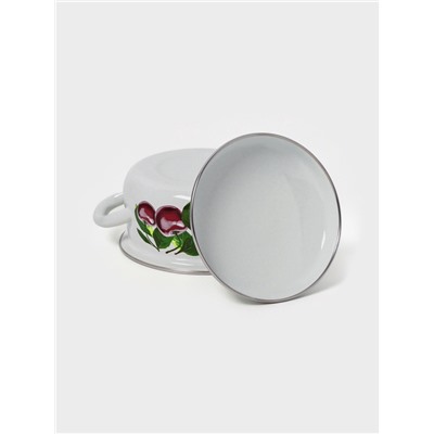 Кастрюля эмалированная «Вишнёвый сад», 1.5 л, d=18.2 см, белая