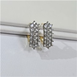 Серьги ювелирная бижутерия Итальянское золото (покрытие желтое 14к), вставка: фианиты, цвет: прозрачный, арт.313.304