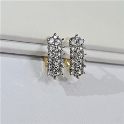 Серьги ювелирная бижутерия Итальянское золото (покрытие желтое 14к), вставка: фианиты, цвет: прозрачный, арт.313.304