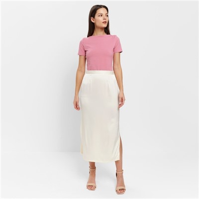 Юбка миди женская MINAKU: Silk pleasure, бежевая, размер 48
