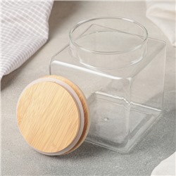 Банка для сыпучих продуктов Magistro «Эко», 1.3 л, 11×14 см, с бамбуковой крышкой, стекло