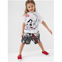 Комплект для девочек: джемпер трикотажный (футболка), шорты текстильные